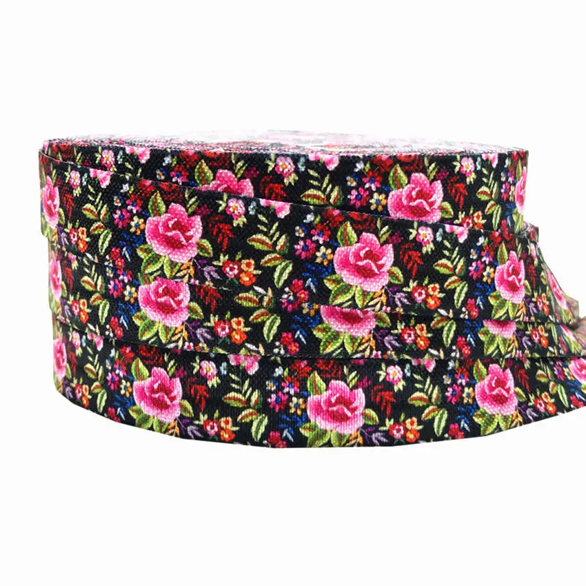 5 ярдов 16 мм Милые Складные эластичные ленты с цветами детская повязка на голову