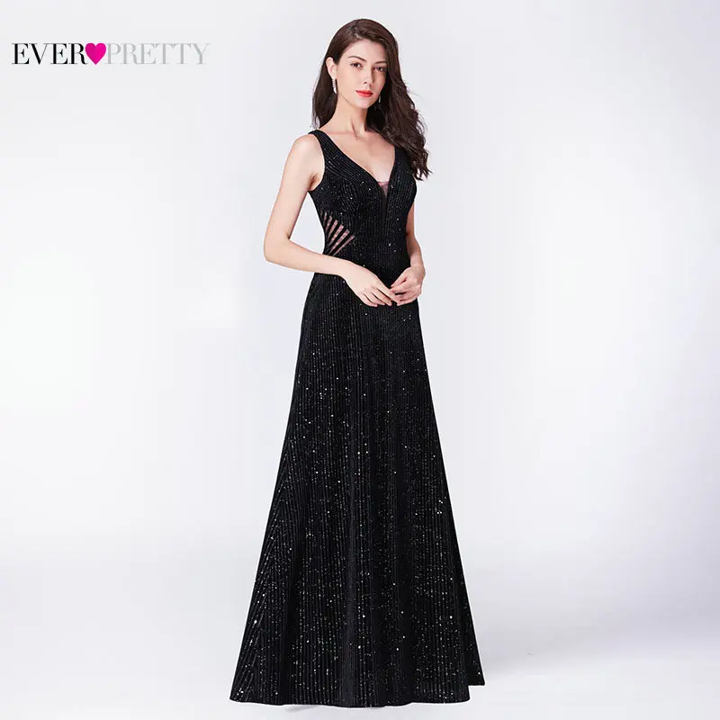 Robe De Soiree Русалочка вечернее платье Ever Pretty EP07439BK элегантные иллюзионные черные вечерние платья с v-образным вырезом и открытой спиной