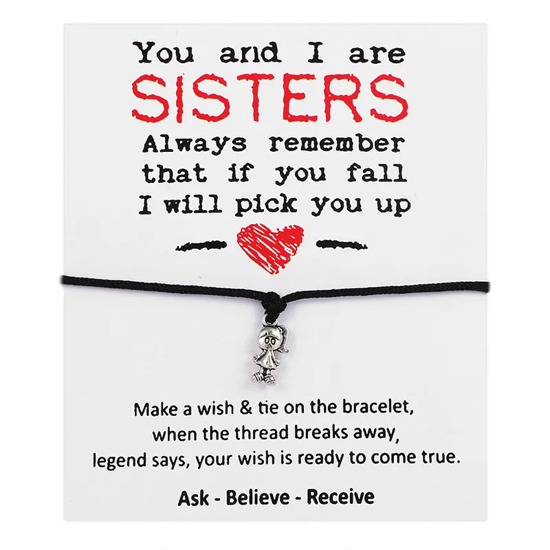 Make A Wish Paper Card Bracelet Heart Pendant Women Girl Birthday Lucky Gift | Украшения и аксессуары