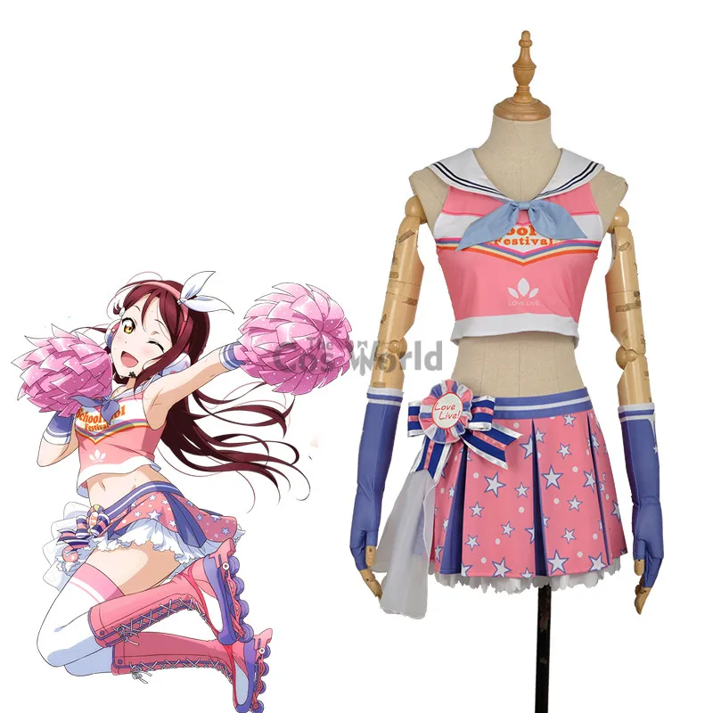 Прекрасно! Солнечный свет! Костюм Чирлидера Aqours Sakurauchi Riko костюм-униформа для