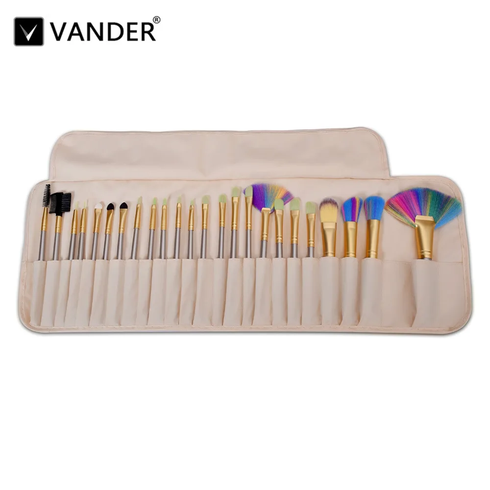 Vanderlife 24Pcs Color Hair Makeup Brushes Set Beauty Cosmetics EyeShadow Lip Powder Pincel Make Up Maquiagem Tools + Pouch Bag | Красота и
