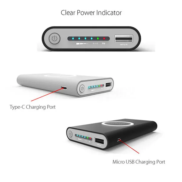 Горячая внешний аккумулятор беспроводное зарядное устройство power Bank 10000 Mah 3 в 1 Qi Беспроводное зарядное устройство блок питания