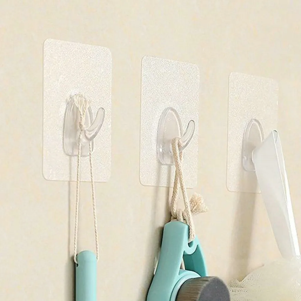 

Anti-skid Hooks Reusable Transparent Traceless Wall Hanging Plastic 2-10pcs Seamless Adhesive For Kitchen Bathroom 18mar12