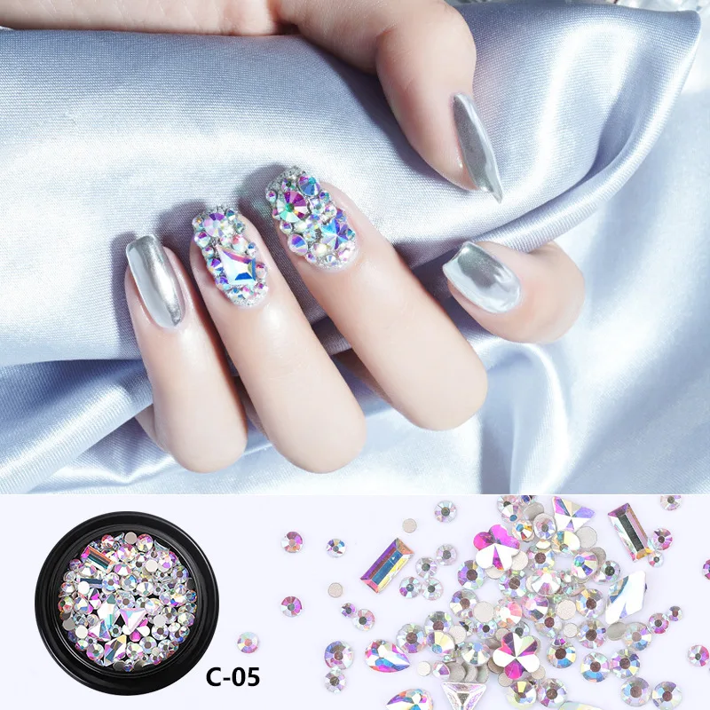 Смешанные Подвески украшения для ногтей коробка стразов ewelry Strass дизайн Маникюр 3D