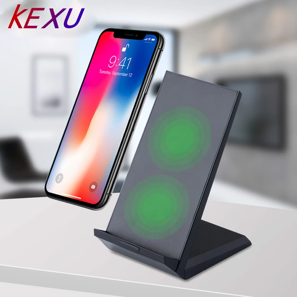 KEXU Qi Беспроводное зарядное устройство 10 Вт 2 катушки для iPhone X Samsung Galaxy S8 Plus S7 Note5
