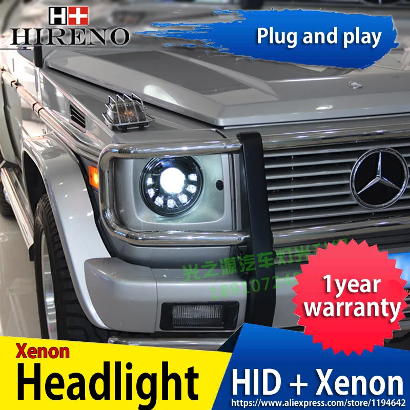 Hireno налобный фонарь для 1998 06 Mercedes Benz W463 G500 G55 G63 Автомобильные фары в сборе LED DRL