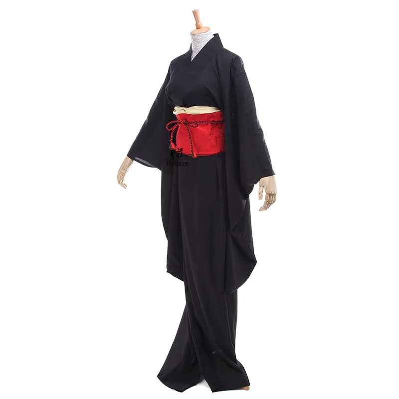 Японское кимоно для женщин традиционный черный юката костюмы косплея пояс Оби