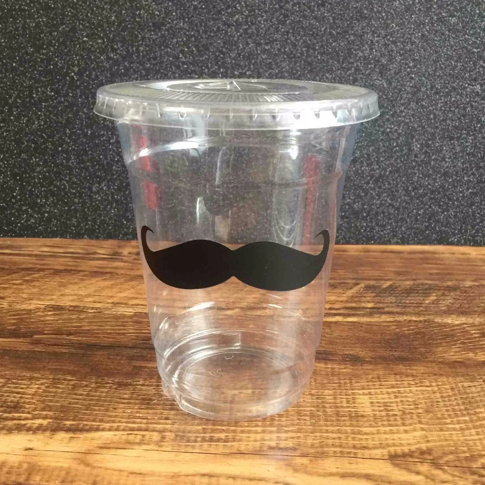 Новинка 2017 виниловые наклейки прозрачные одноразовые усы 12 унций чашки для