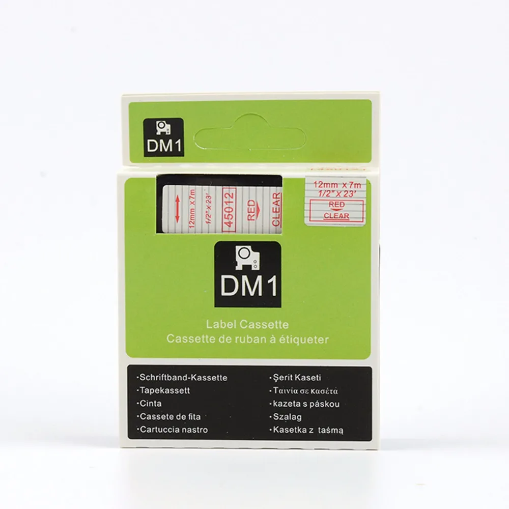 Well sale DYMO 45012 red on clear 12mm plastic label printer tape | Компьютеры и офис