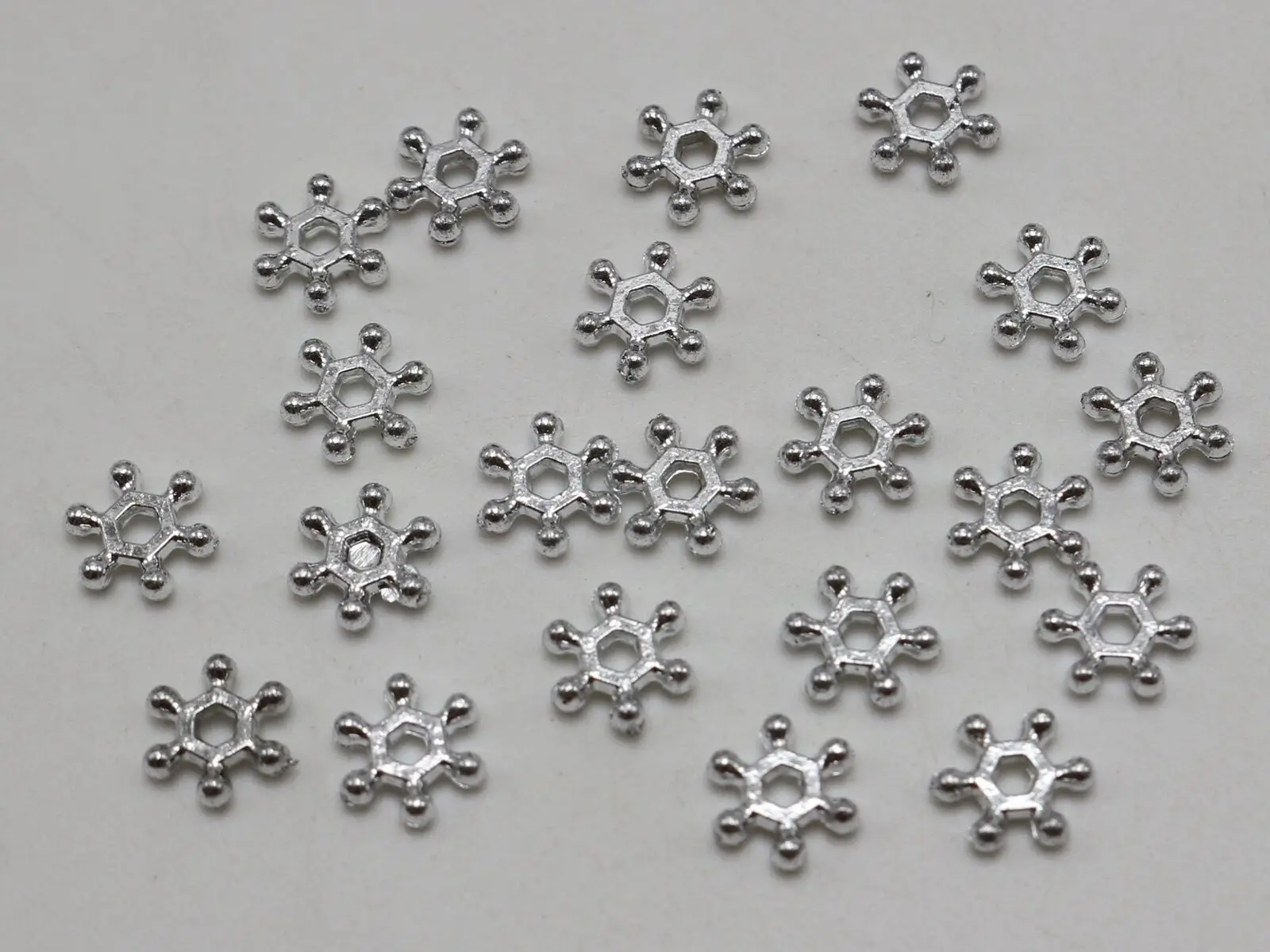 1000 Tone Metallic Acrylic Snowflake Spacer Beads 8mm Jewelry Making
