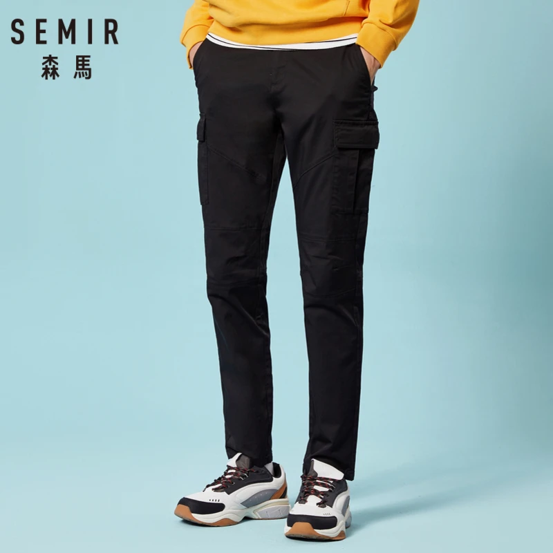 Мужские брюки-карго из мягкого хлопка SEMIR узкие брюки с карманами на молнии