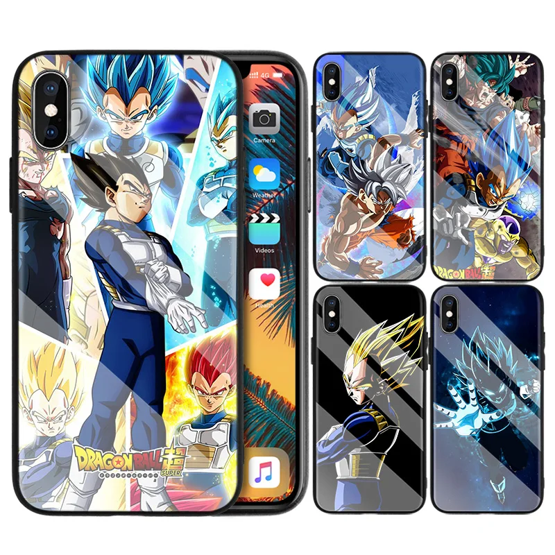 Чехол из закаленного стекла для iPhone 7, чехол для телефона iPhone 8, 6, 6 S, 11, 11 Pro, X, XR, XS MAX Plus, Dragon Ball, Vegeta, манга, мультяшный чехол