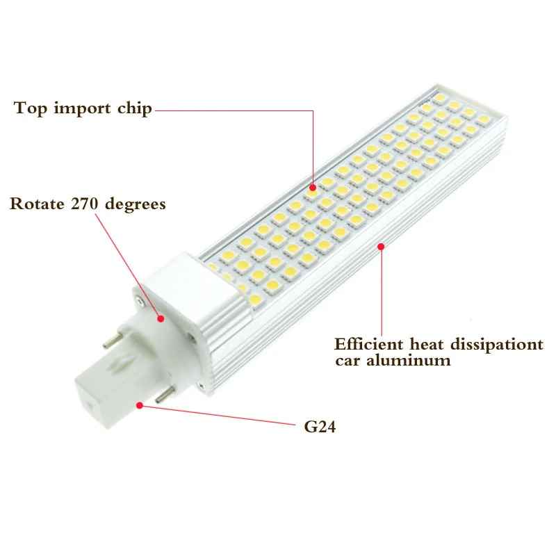 G24 2 pin Светодиодный светильник 7 Вт 9 11 13 15 домашний SMD 2835 Точечный 180 градусов 220 В