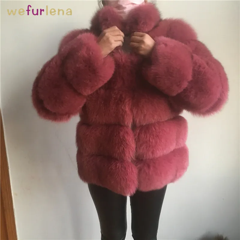 2018 Welfurlena 60cm Wide-waisted Real Fox Fur Thick Coat Winter Warm Solid Genuine Jacket Fashion Women Natural Overcoat New | Женская