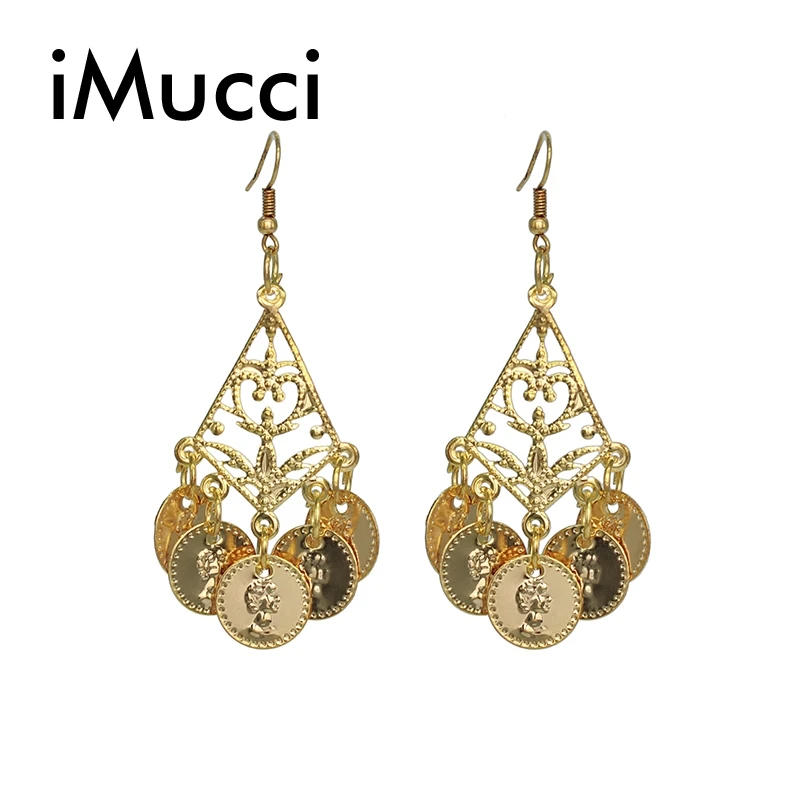 iMucci Gold Coins Tassel Jewelry Belly Dance Show Decoration Accessories Set Stage Dancing Necklace and Drop Earrings | Украшения и