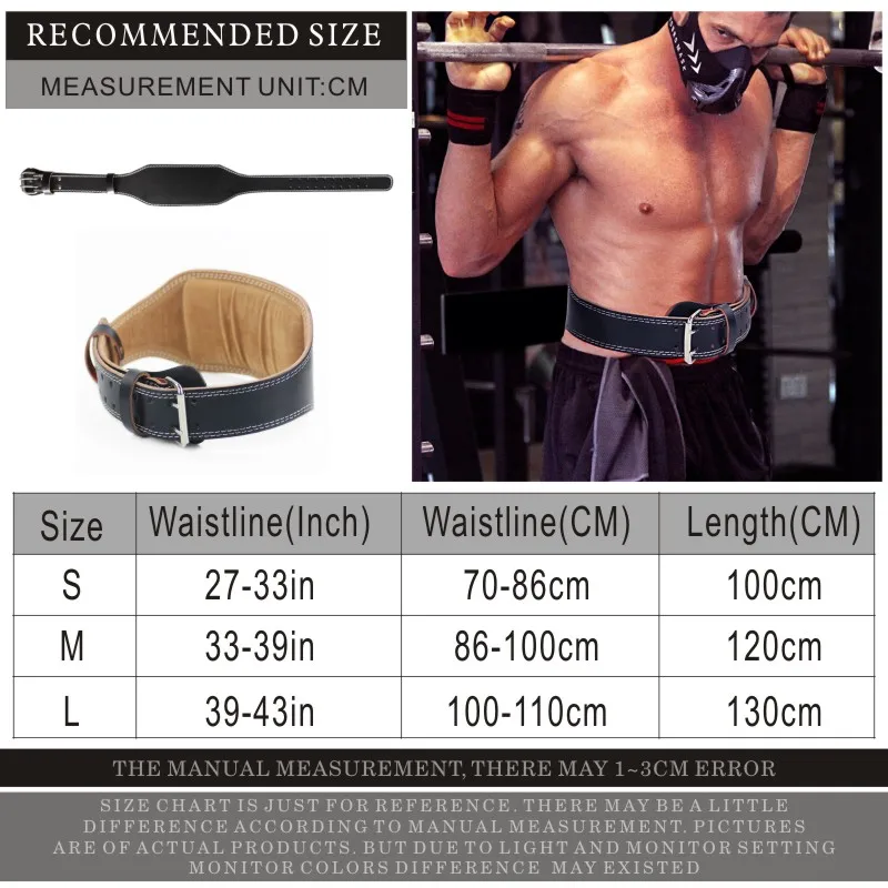 

FDBRO Weight Lifting Belt Leather Dumbbell Barbell Belt Gym Fitness Crossfit Training Squats Powerlifting Lumbar Protection