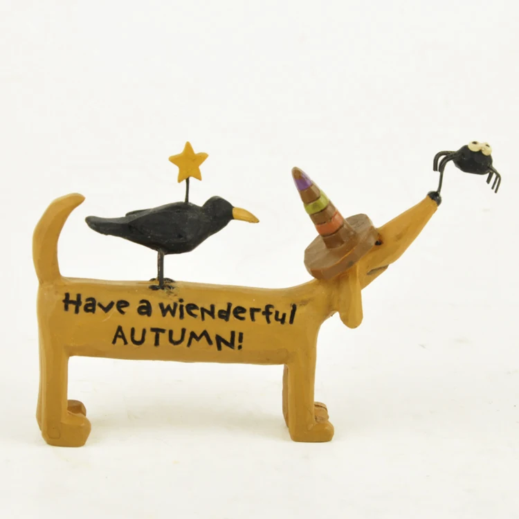 Набор из 3 пластиковых фигурок на Хэллоуин собака с птицей задней стороне фигурка