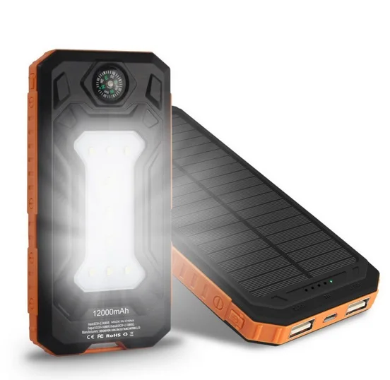 Солнечное зарядное устройство двойной USB банк силы 20000 mAh водонепроницаемый Bateria