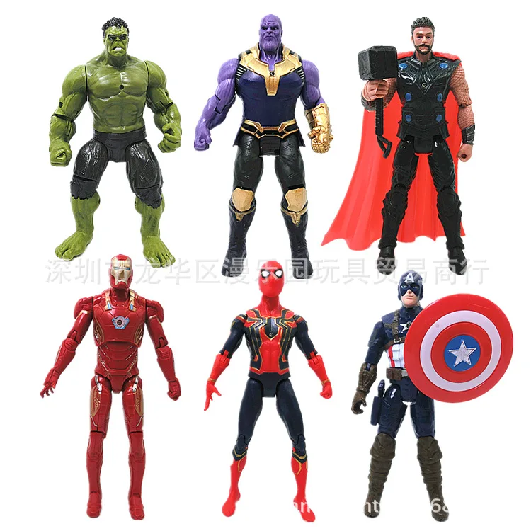 Avengers 3 Infinity War Thanos Iron Spider Figure Spiderman Hulk Black Panther Iron Man Action Figure Toys For Children 16-18CM