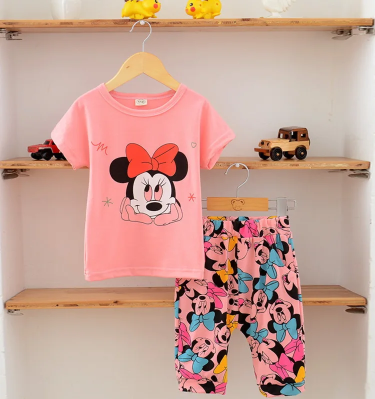 Комплекты летней одежды с Мини для девочек футболка и шорты Спортивные костюмы