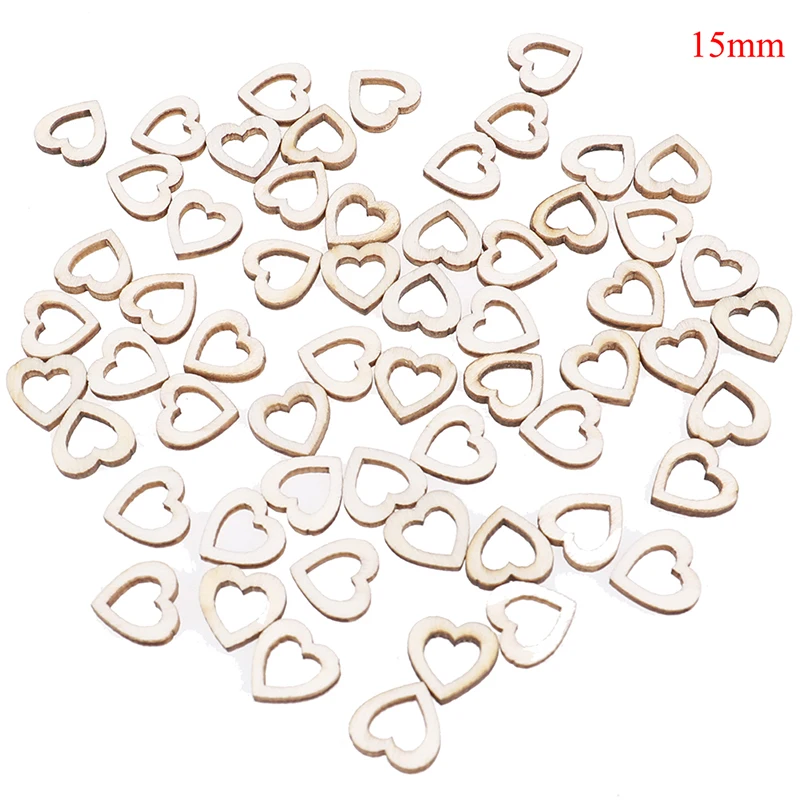 50pcs 200 шт полые в форме сердца, звезды, дерево для скрапбукинга ручной работы, поделки, деревянные украшения, украшение для дома - Цвет: 50pcs