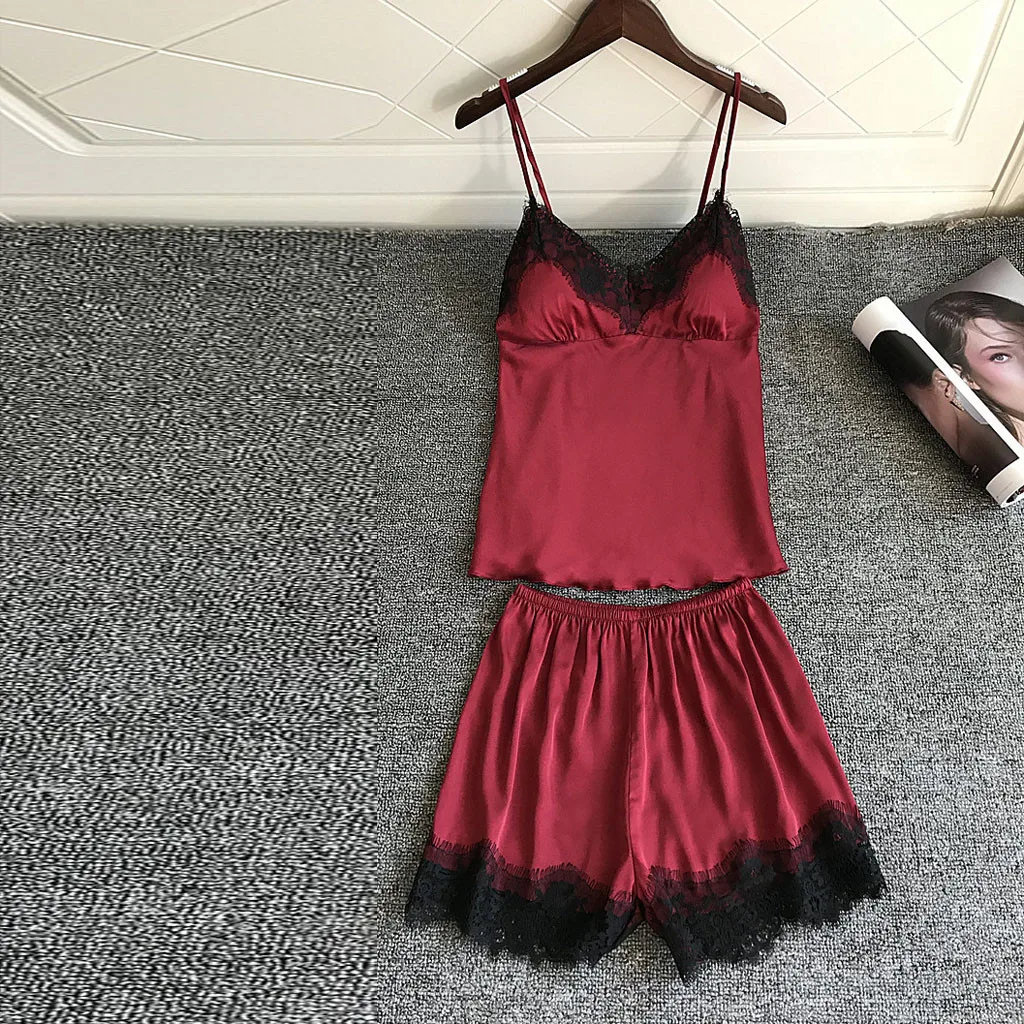 Feitong женская ночная рубашка сексуальное атласное нижнее белье на бретельках