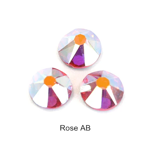 Rose-AB 1440 шт, 8 больших, 8 маленьких граней, блестящие стразы с плоской задней стороной, стеклянные хрустальные стразы без горячей фиксации, украшения для ногтей B3415 - Цвет: Rose-AB