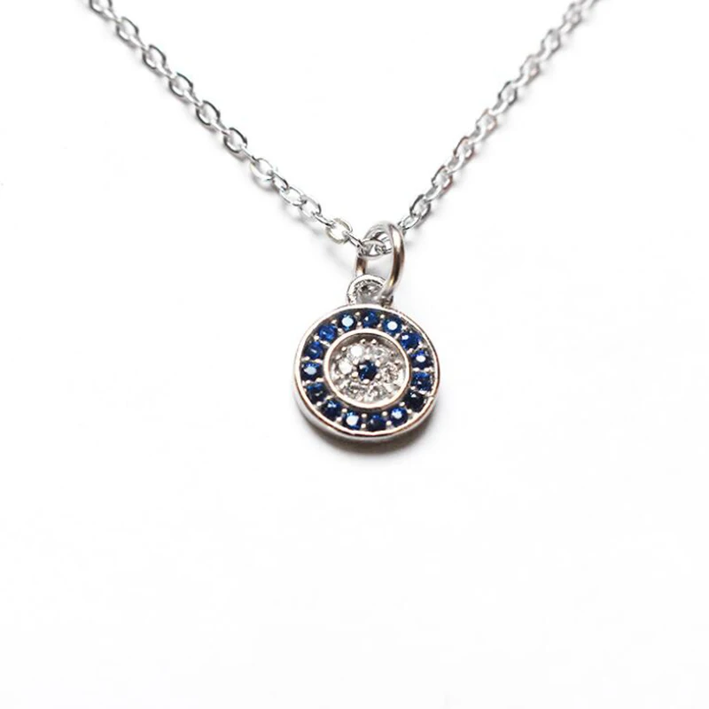 Hot New Arrival 925 Sterling Silver Blue Stone Eyes Charm Pendant Fashion Necklace Jewelry For Women Choker Thin Chain | Украшения и