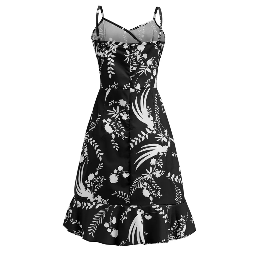 Женское платье на бретельках FREE Повседневное с принтом страуса повседневное для