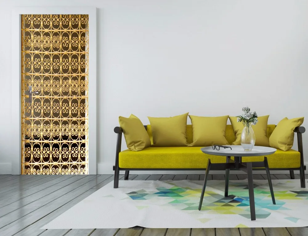 3d наклейка на стену с золотым рисунком настенная декоративная аркой и дверью