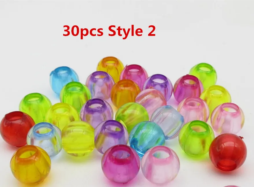 30pcs Style 2 30 шт-100 шт пластиковые цветные прозрачные вязанные крючком Детские косички для волос dread дредлок бусины кольца трубки аксессуары для волос - Цвет: 30pcs Style 2