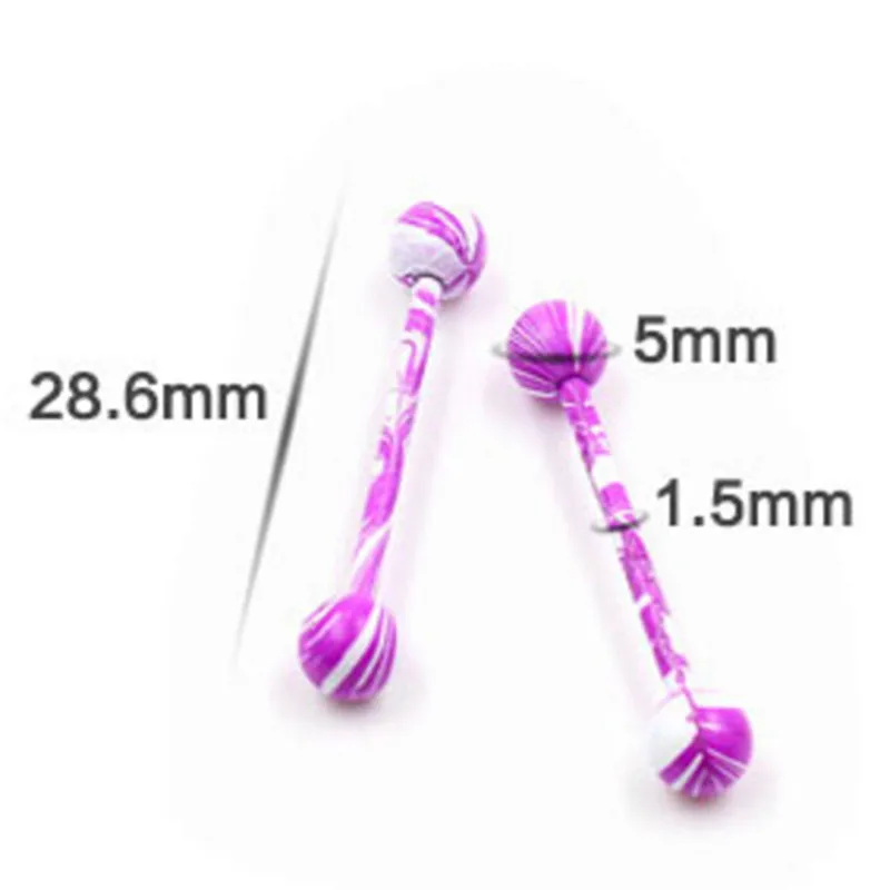 10 шт./партия модные красочные блестящие кольца для языка сексуальный пирсинг из