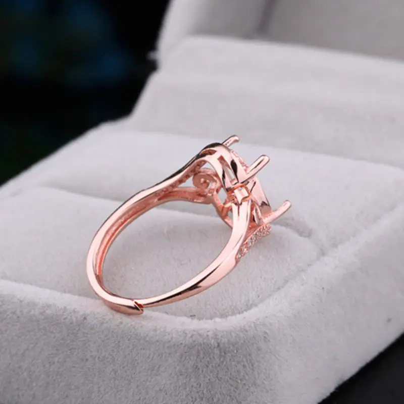 Sterling Silver 925 Women Engagement Wedding Ring 9x11mm Oval Cabochon Semi Mount Cubic Zirconia CZ Setting | Украшения и