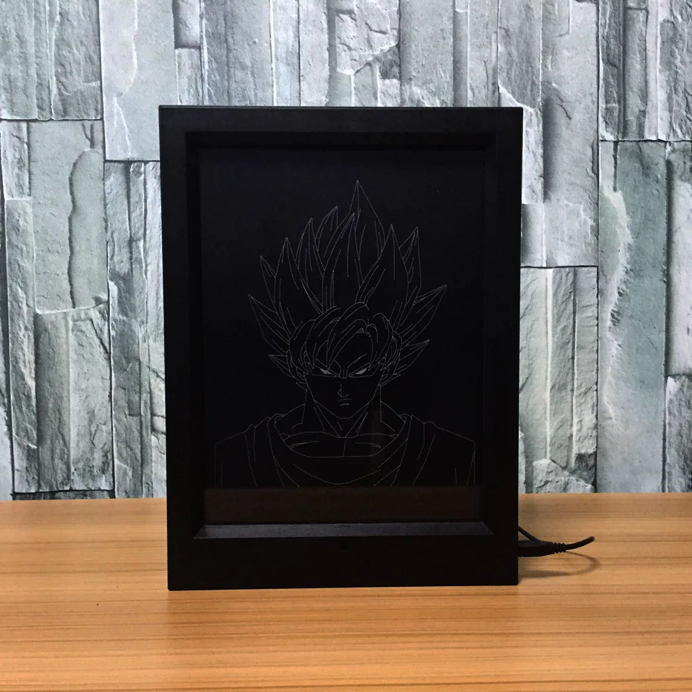 Dragon Ball Z фоторамка лампы дистанционного Управление 7 цветов изменить USB светодиодный ночник 3D настольная лампа Декор дети Спальня освещение