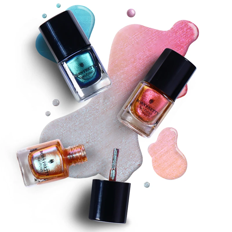 Born pretty, хамелеон перламутровый стемпинг ногтей покрытие розовое золото Красочные дизайн ногтей пластины печать лак для ногтей 6 мл базовое масло
