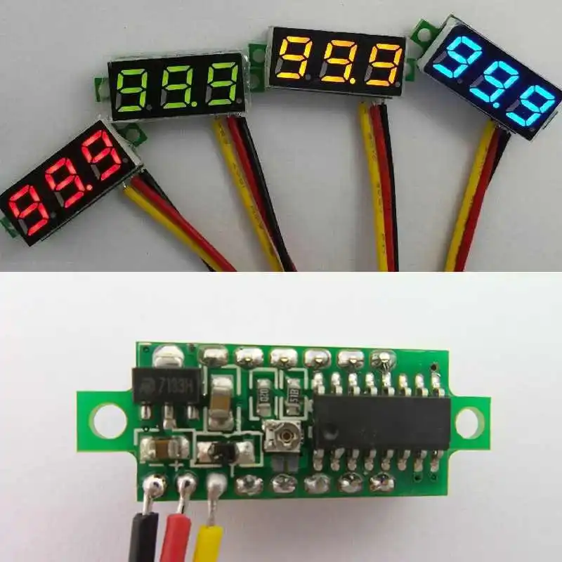 

Free Shipping 5 pcsMini DC 0-100V LED 3-Digital Display Voltage Voltmeter Panel Motor 3 Wires