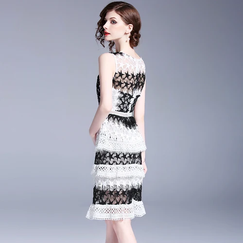 FTLZZ новые летние кружева выдалбливают торт платья Для женщин Элегантный