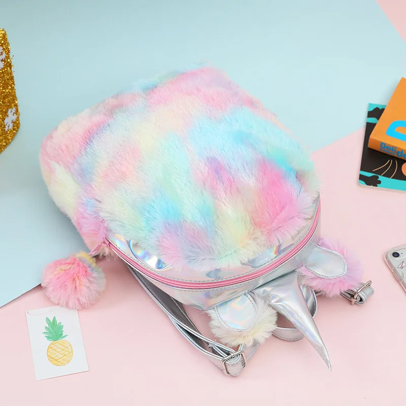 hot selling Student Toddler Sequins Unicorn Women Bag Rucksack Teenager Plush Cartoon School bag Travel Bagpack Females Mochila | Багаж и