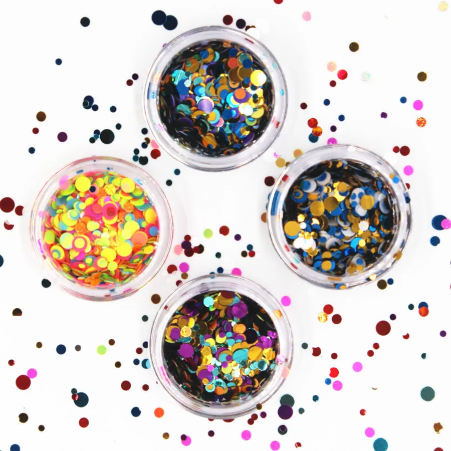 (1 коробка/Продажа) Горячие блестящие круглые ультратонкие блестки красочные