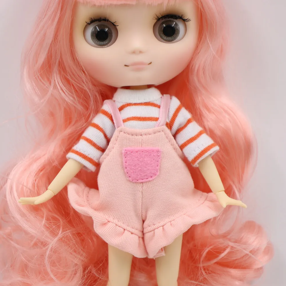 1/8 BJD кукольная одежда, розовые брюки на подтяжках и оранжевая рубашка в полоску для 1/8, 20 см, кукла Додо