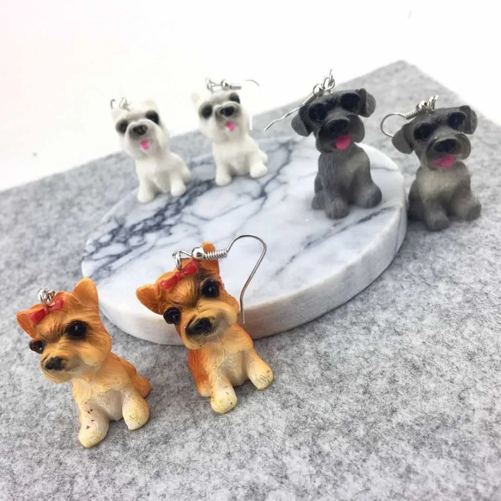Уникальные Милые 3D яркие серьги капли в виде собаки длинные висячие катушки