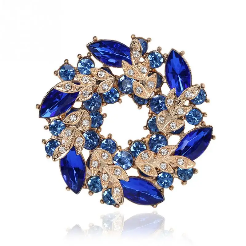 3 цвета винтажная Женская круглая Цветочная брошь сплав стразы заколки для шарфа