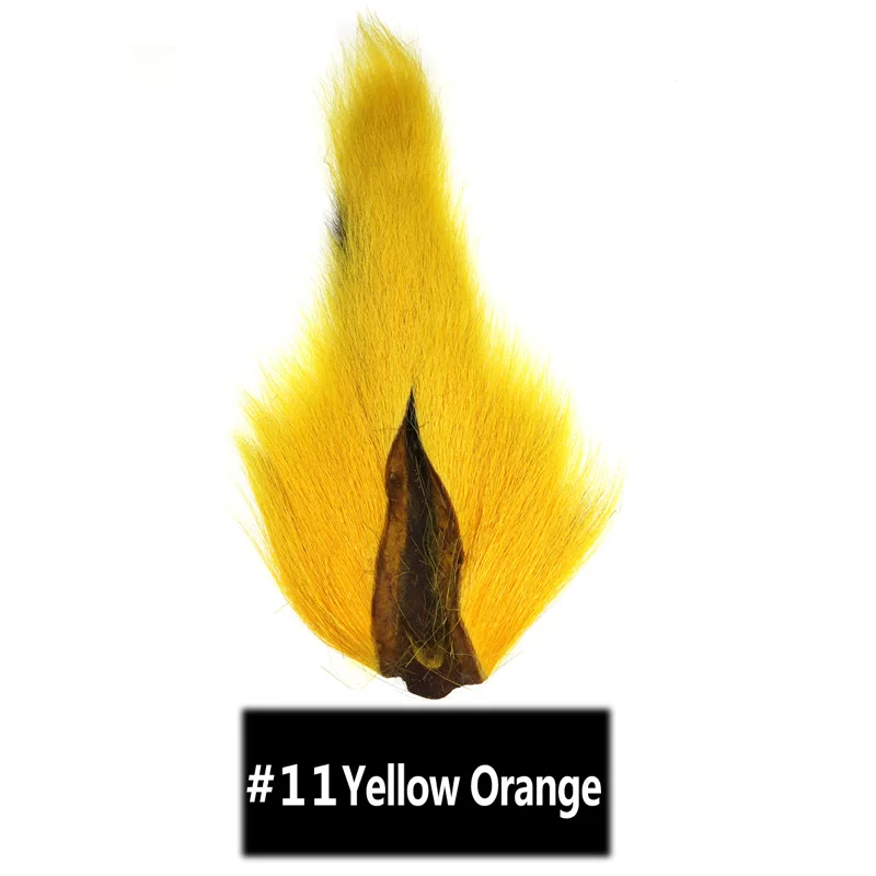 Yellow Orange 1PC Материал для завязывания мух окрашенный олень хвост волосы мех Bucktail Buck мухи для завязывания соленой воды мухи сухие желтый зеленый синий красный - Цвет: Yellow Orange 1PC