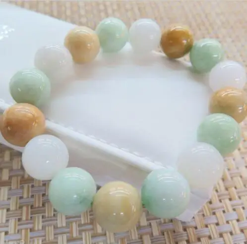 New Natural Colorful JadeJadeite stone Bead Women Men 13mm Smooth Beads Bracelet | Украшения и аксессуары