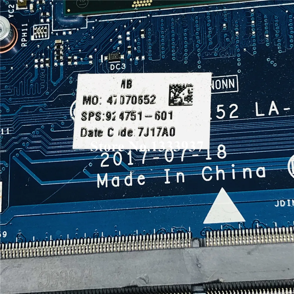 924751-601 924751-001 924751-501 для hp 15-BS материнская плата CSL50 CSL52 LA-E801P SR342 i5-7200 100% полностью