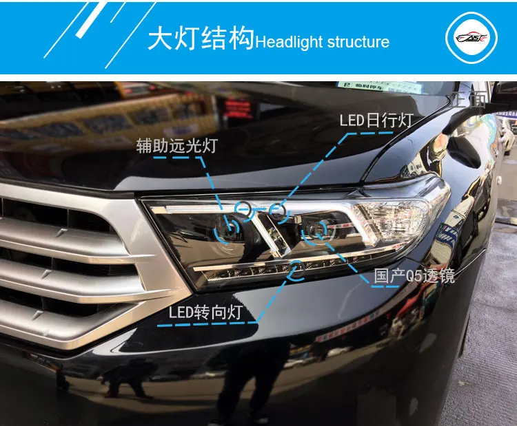 OUMIAO Автомобильные фары для Highlander светодиодная… для Kluger фара 2012 2013 год Стиль TLZ для фара Highlander передняя лампа