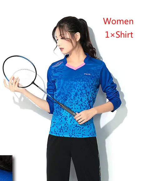 women shirt Костюм для бадминтона, рубашка для мужчин и женщин, спортивная одежда с длинным рукавом, штаны для тенниса, Джерси, набор для бадминтона, рубашка для настольного тенниса - Цвет: women shirt