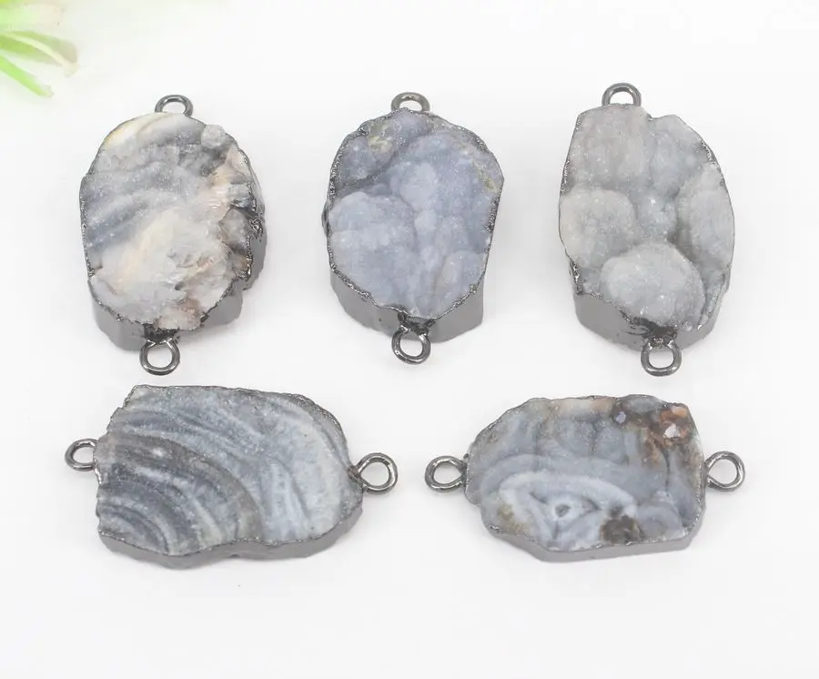 Соединитель из натурального кварцевого камня бусины черного цвета для бижутерии