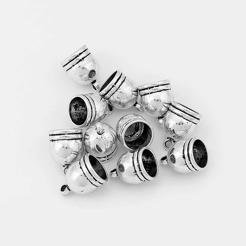 20pcs/lot Antique Silver 9mm Round Cord End Metal Bead Caps for Leather Tassel Jewelry Findings | Украшения и аксессуары