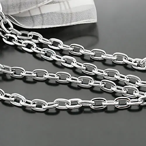 (27715)2 meters Size:7x4.8MM Wire thickness:1.2MM Stainless steel color Plated Iron High Quality Flat O-Chains &amp Dog Chains | Украшения